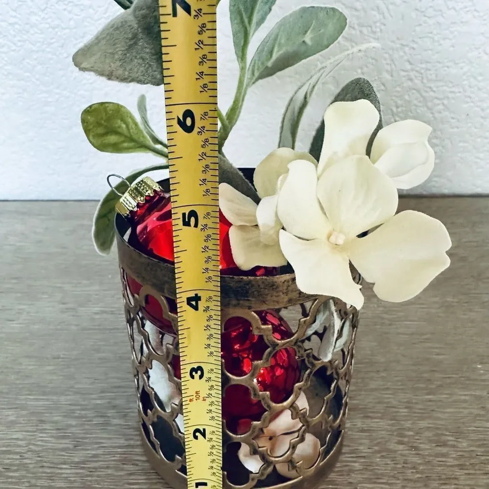 Holiday Glam Gold Metal Vase Floral Filler Decor